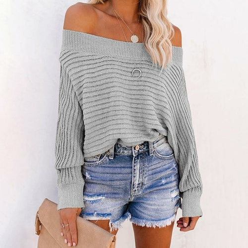 Off Shoulder Batwing Sleeve Knitwear