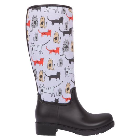 BiggDesign Cats Boots, Rain boot, 40 Size, Black Boots, Custom Design