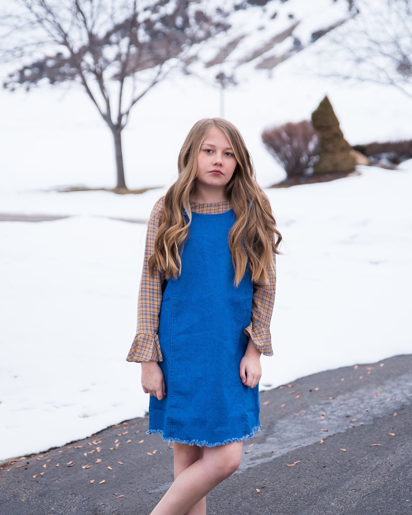 Girls Denim Overall Dress