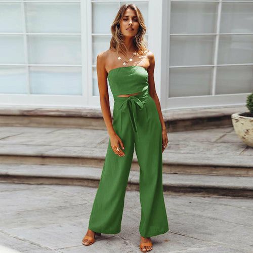 Backless Bodycon Jumpsuit Set with Straight-Leg Pants