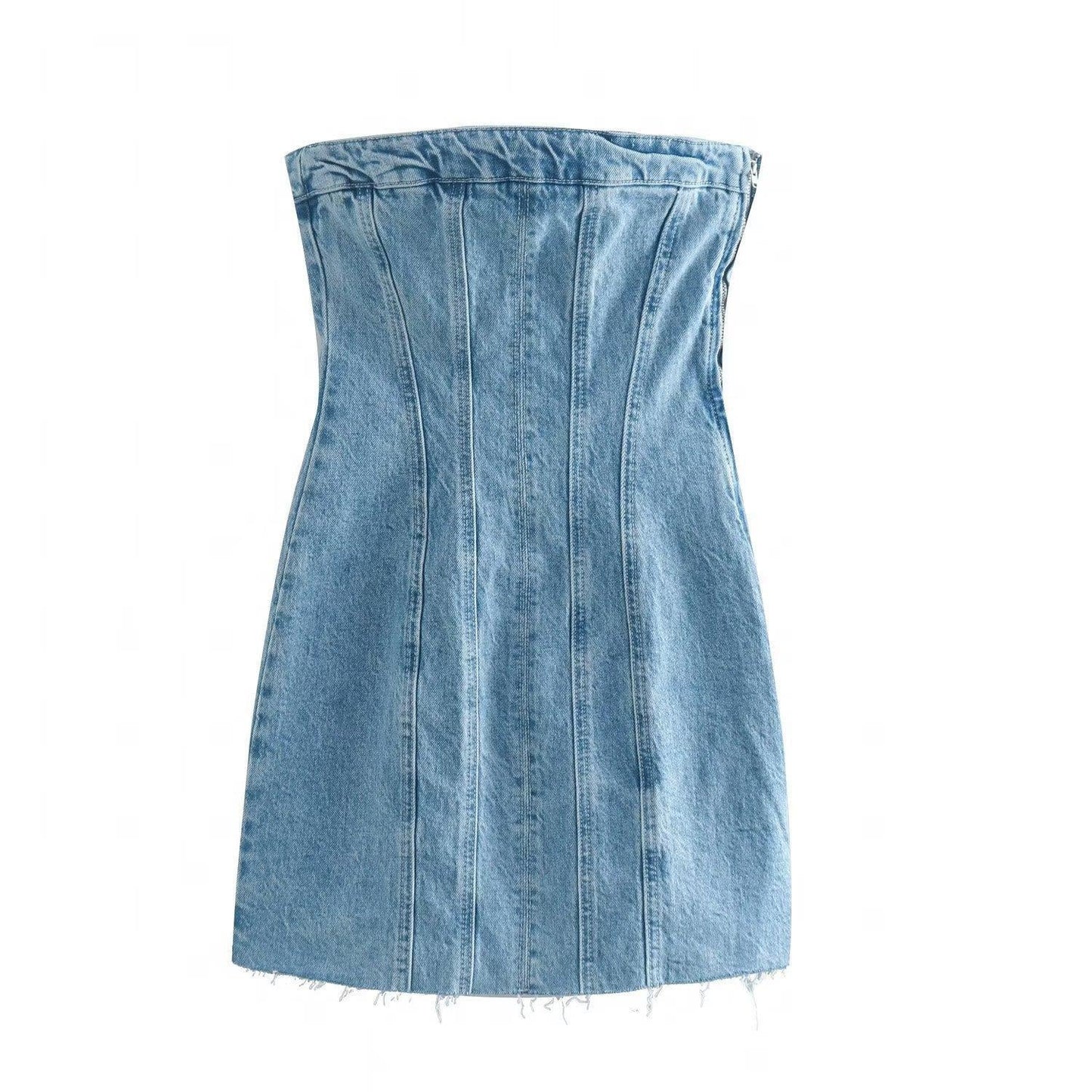 Sexy Blue Denim Sheath Mini Party Dress