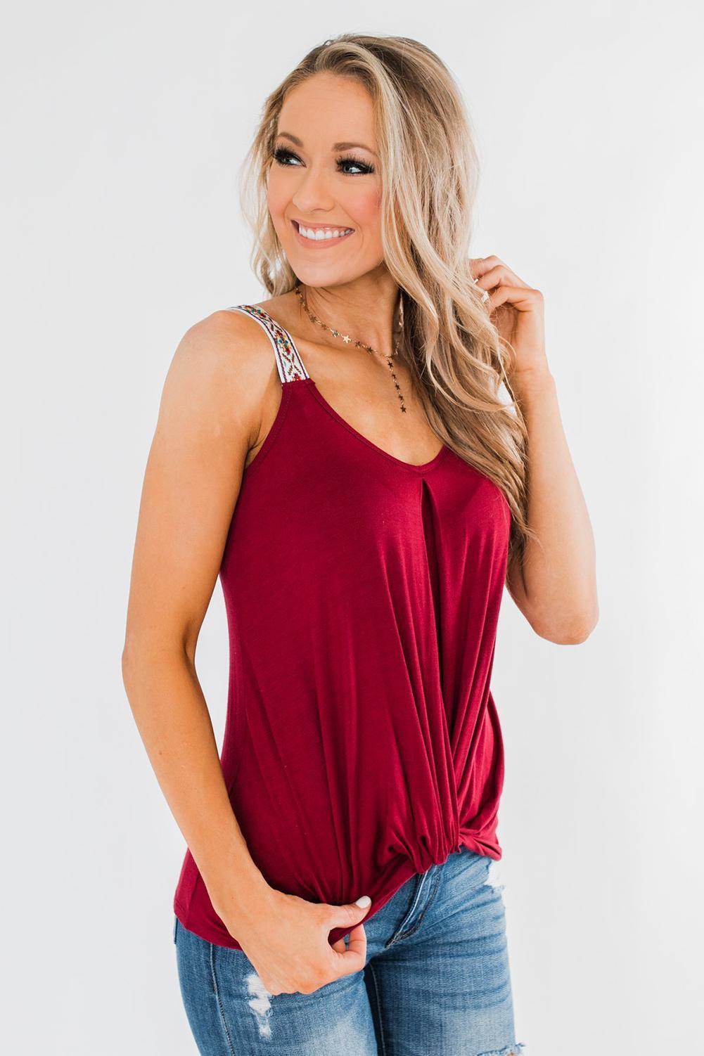 Red Somewhere Next To You Twist Summer Tank Top